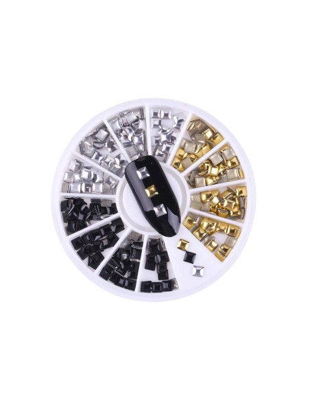 RT-GSB | Ρόδα με Τρουκς τετράγωνα χρυσά-ασημί-μαύρα | Διακοσμητικά νυχιών