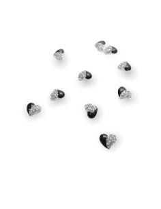 HBS-10 | 10 Τεμ Καρδιές μισό μαύρο μισό strass |...