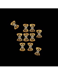 FGS-10 | 10 Τεμ Φιόγκοι χρυσοί με strass με καμπύλη |...