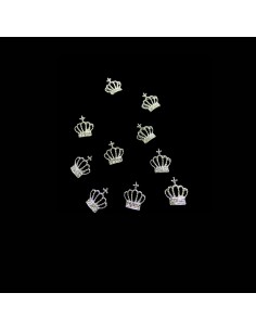 CS-10 | 10 Τεμ Κορώνα ασημί με strass | Διακοσμητικά νυχιών