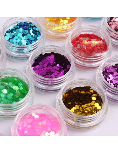 SET-18PG1 | Σετ 18 βαζάκια με παγιέτες mix | Διακοσμητικά νυχιών