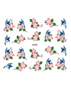 A233 | Τατουάζ νερού, λουλούδια και πουλιά | Water transfer