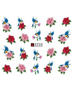 A234 | Τατουάζ νερού, λουλούδια και πουλιά | Water transfer