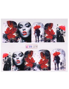 BN-379 | Τατουάζ νερού, ασπρόμαυρο φόντο με κόκκινα...