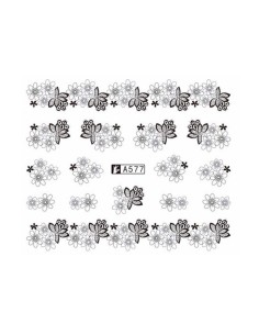 A577 | Τατουάζ νερού, μαύρα λουλούδια | Water transfer