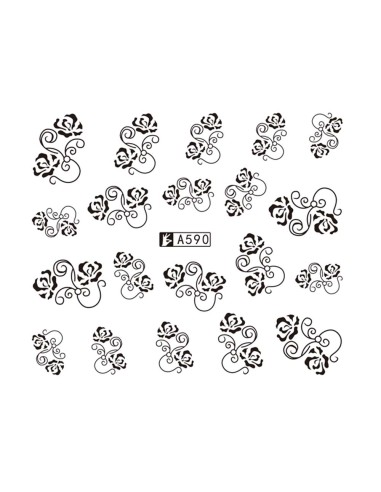 A590 | Τατουάζ νερού, μαύρα λουλούδια...