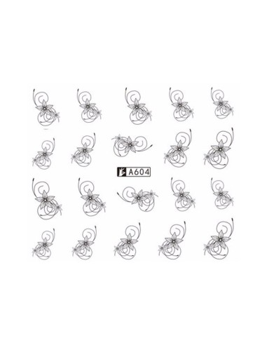 A604 | Τατουάζ νερού, μαύρα λουλούδια...