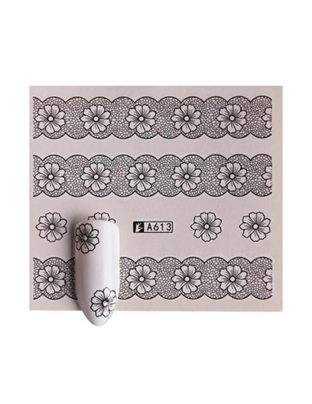 A613 | Τατουάζ νερού, μαύρα λουλούδια | Water transfer