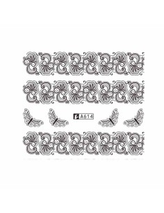 A614 | Τατουάζ νερού, μαύρα λουλούδια και πεταλούδες |...