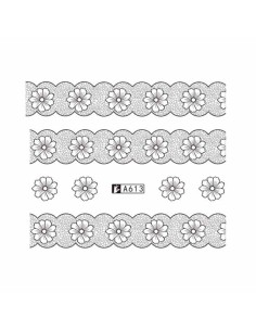 A613 | Τατουάζ νερού, μαύρα λουλούδια | Water transfer