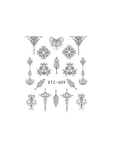 STZ-609 | Τατουάζ νερού, διακοσμητικά μαύρα | Water transfer