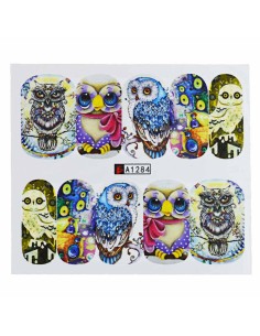 A1284 | Τατουάζ νερού, κουκουβάγιες πολύχρωμες | Water...
