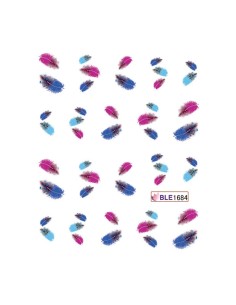 BLE1684 | Τατουάζ νερού, φτερά πουά μωβ, γαλάζια και μπλε...