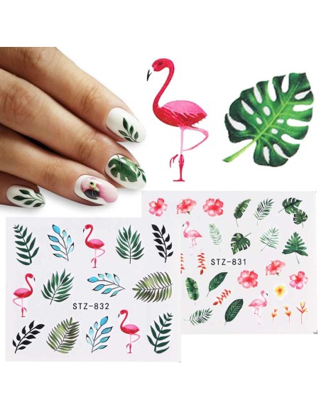 STZ-831 | Τατουάζ νερού, φλαμίνγκο, λουλούδια και φύλλα | Water transfer