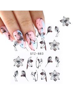 STZ-883 | Τατουάζ νερού, λουλούδια μαύρα | Water transfer