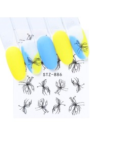 STZ-886 | Τατουάζ νερού, λουλούδια μαύρα | Water transfer