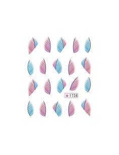 1738 | Τατουάζ νερού, φτερά μωβ - γαλάζια | Water transfer