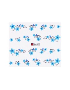 A692 | Τατουάζ νερού, λουλούδια μπλε και μαύρα | Water...