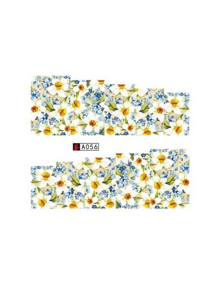 A056 | Τατουάζ νερού, λουλούδια μπλε - λευκά | Water transfer