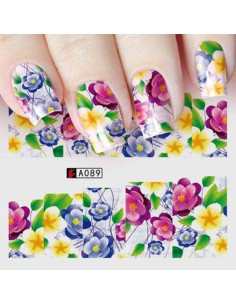 A089 | Τατουάζ νερού, λουλούδια πολύχρωμα | Water transfer