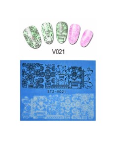 STZ-V021 | Τατουάζ νερού, λουλούδια και κάκτοι μαύρα και...