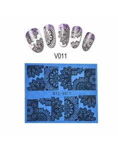 STZ-V011B | Τατουάζ νερού, δαντέλα μαύρη | Water transfer