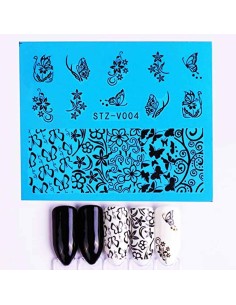 STZ-V004 | Τατουάζ νερού, λουλούδια και πεταλούδες μαύρα...