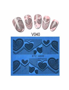 STZ-V040 | Τατουάζ νερού, δαντέλα και καρδούλες μαύρα  |...