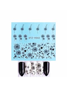 STZ-V042 | Τατουάζ νερού, λουλούδια μαύρα  | Water transfer