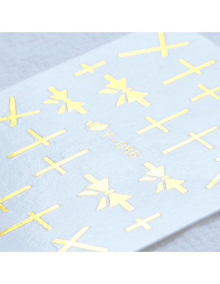 Y-086 | Τατουάζ νερού, χρυσό σχέδιο με φιόγκους | Water transfer