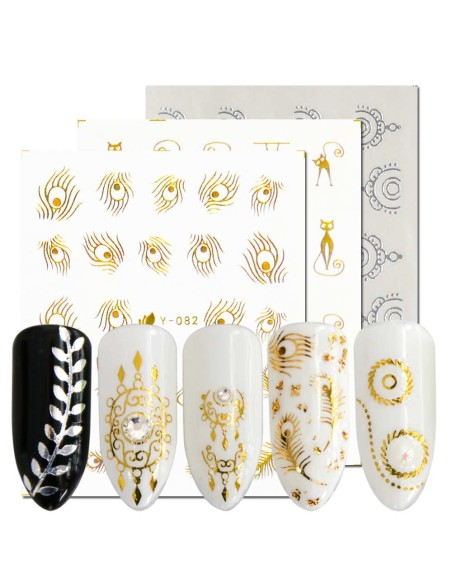 Y-068 | Τατουάζ νερού, χρυσό σχέδιο με κύκλους | Water transfer