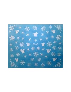 D268 | Τατουάζ νερού, χιονονιφάδες και δώρα σε λευκό |...