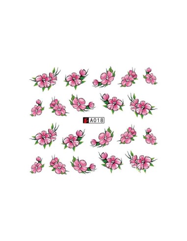 A018 | Τατουάζ νερού, λουλούδια ροζ | Water transfer