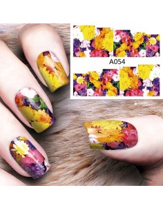 A054 | Τατουάζ νερού, λουλούδια πολύχρωμα | Water transfer