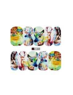 A1289 | Τατουάζ νερού, ελάφια πολύχρωμα | Water transfer