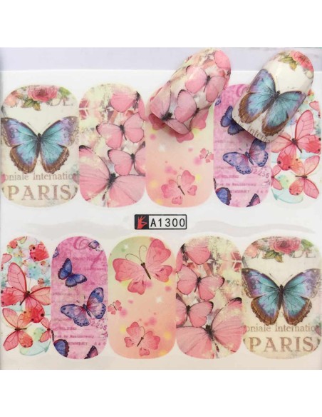 A1300 | Τατουάζ νερού, πεταλούδες πολύχρωμες | Water transfer