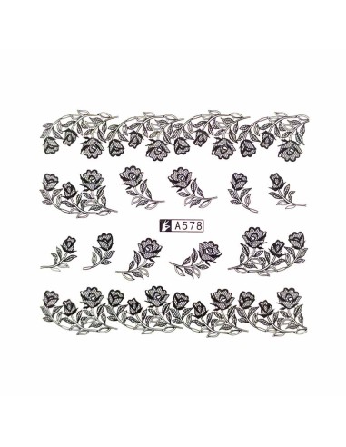 A578 | Τατουάζ νερού, μαύρα λουλούδια...