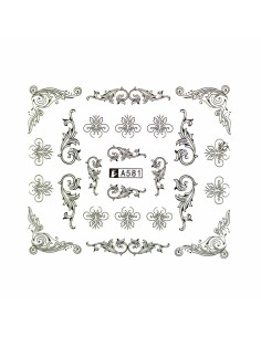 A581 | Τατουάζ νερού, μαύρα διακοσμητικά | Water transfer