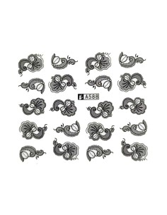 A588 | Τατουάζ νερού, μαύρα λουλούδια | Water transfer