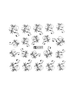 A589 | Τατουάζ νερού, μαύρα λουλούδια | Water transfer