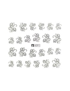 A591 | Τατουάζ νερού, μαύρα λουλούδια | Water transfer