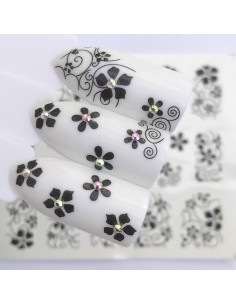 A594 | Τατουάζ νερού, μαύρα λουλούδια | Water transfer 2