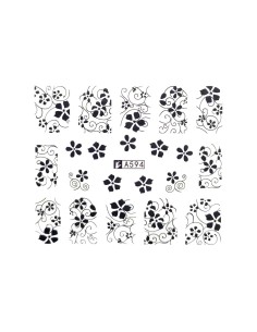 A594 | Τατουάζ νερού, μαύρα λουλούδια | Water transfer