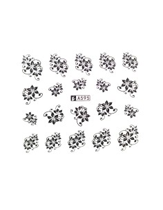 A595 | Τατουάζ νερού, μαύρα λουλούδια | Water transfer