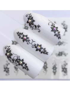 A593 | Τατουάζ νερού, μαύρα λουλούδια | Water transfer 2