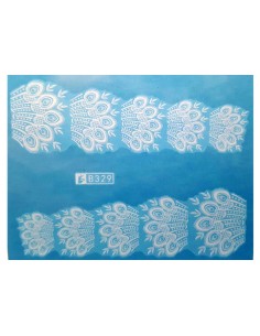 B329 | Τατουάζ νερού, φτερά παγωνιού λευκά | Water transfer