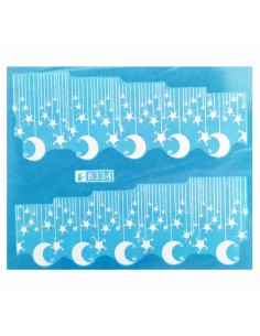 B334 | Τατουάζ νερού, φεγγάρι και αστέρια λευκά | Water...