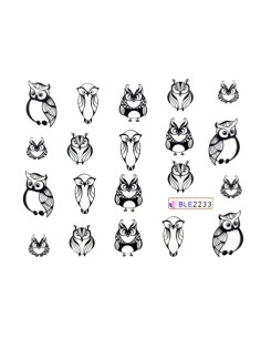 BLE2233 | Τατουάζ νερού, κουκουβάγιες μαύρες | Water...