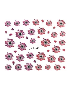 JEL-41 | Τατουάζ νερού, λουλούδια μωβ - κόκκινα | Water...