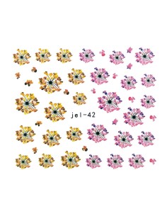 JEL-42 | Τατουάζ νερού, λουλούδια ροζ - κίτρινα | Water...